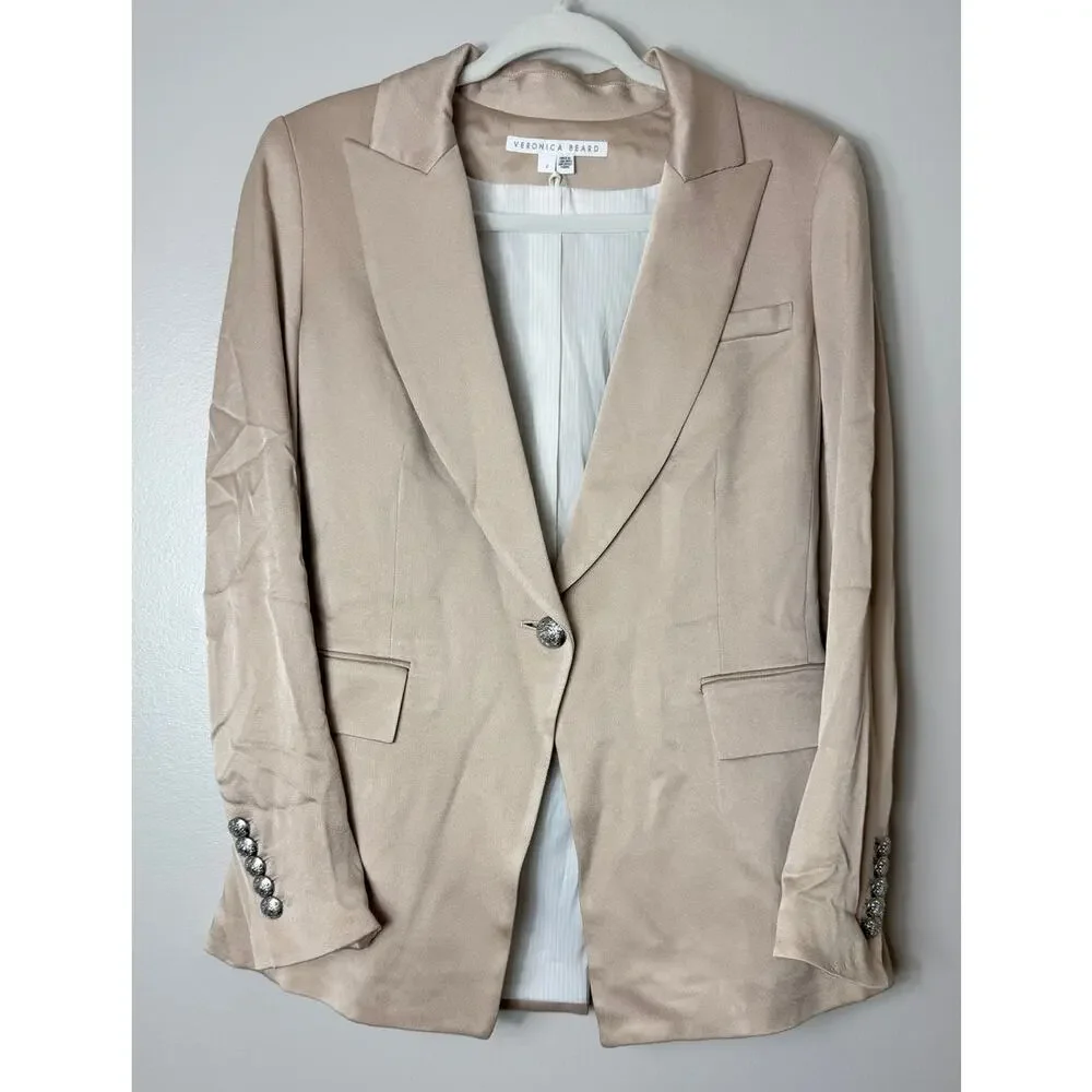 VERONICA BEARD DICKEY BLAZER JACKET QUIET LUXURY SATIN BUSINESS CASUAL OFFICE